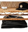 Sunday Golf The Mule Golf Travel Bag in black folded compactly beneath a bench