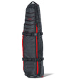 BAG BOY  ZTF Travel Bag Cover in black/red detailing standing vertically.