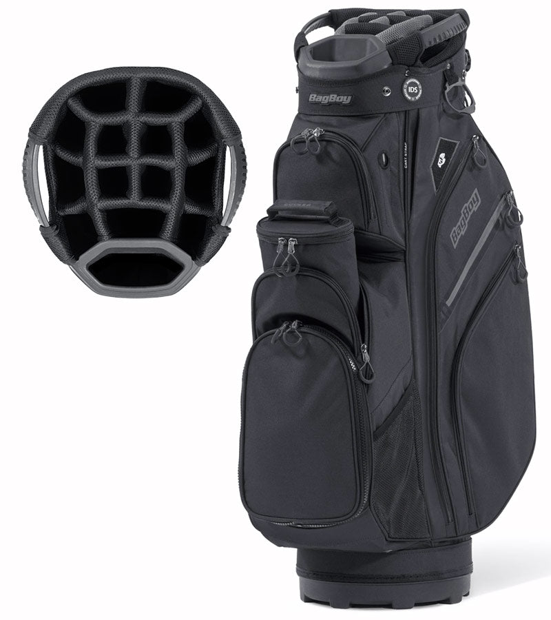 BagBoy Chiller Cart Golf Bag in Black/Charcoal with 14 club divider top