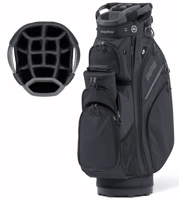 BagBoy Chiller Cart Golf Bag in Black/Charcoal with 14 club divider top