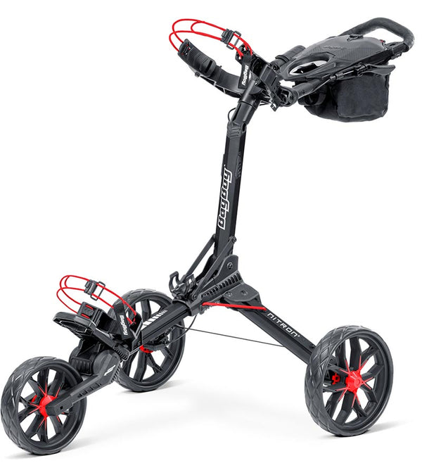 BagBoy Nitron Auto Open Golf Push Cart in Black/Red
