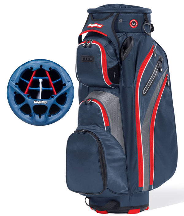 Revolver XP Cart Golf Bag  with 14-Way Club divider in Navy/Charcoal/Red