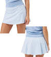 Birdie & Ace Everyday Tour Women's Golf Skort in scarlett which is a blue small geometiric print - front and back views