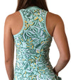 Birdie & Ace Racerback Womens Golf Polo - partial model back view in Tropical Green