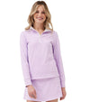 Birdie & Ace Sunrise Womens Golf Quarter Zip Long Sleeve in Lilac-partial model front view