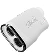 A white Blue Tees Series 3 Max+ Laser Rangefinder with a black accent, displaying the rangefinder's lens and control panel.