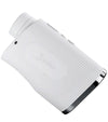 A white Blue Tees Series 3 Max+ Laser Rangefinder with a black accent, Side view 1