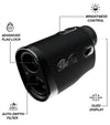 Black Blue Tees Series 4 Ultra Laser Rangefinder with OLED display and flag lock technology, featuring the brand logo on the side. Details
