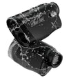 Black Blue Tees Series 4 Ultra Laser Rangefinder with OLED display and flag lock technology, featuring the brand logo on the side. Illustrating waterproof 2 views