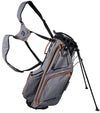 Bridgestone Premium Stand Golf Bag legs extended side with double carry straps in Heather Gray with black and orange detailing