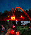 3 Night views of people playing the BucketGolf Glow Pro 9 Hole Golf Game .