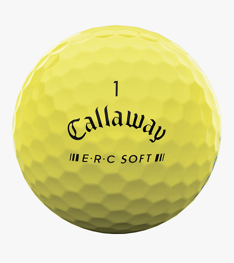 Callaway 2023 ERC Soft Yellow Golf Ball showing logo