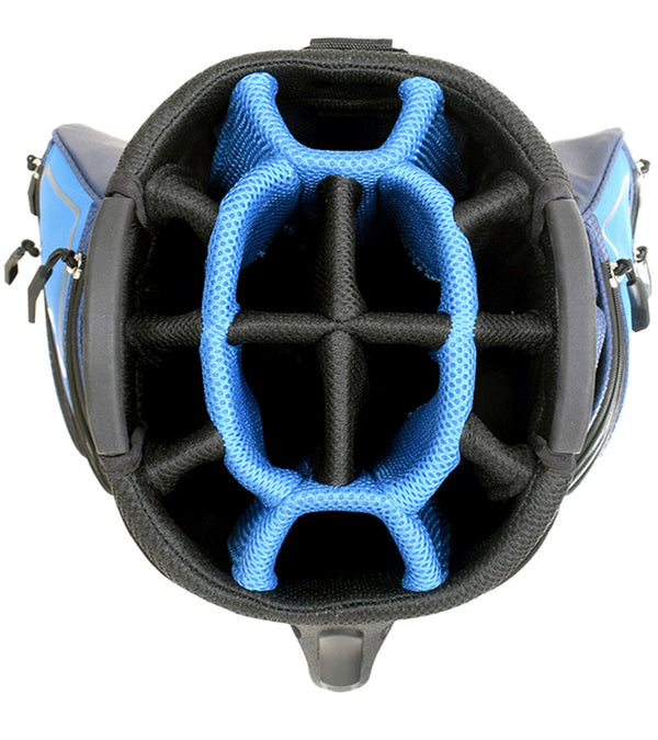 Cleveland Golf Lightweight Cart Bag top 9.5” 14-way divider in Blue/Navy