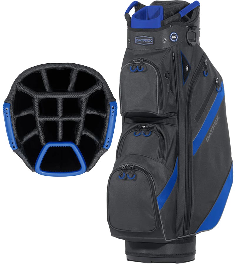 Datrek DG Lite III Golf Cart Bag in Black/Royal/Charcoal with 14-way club