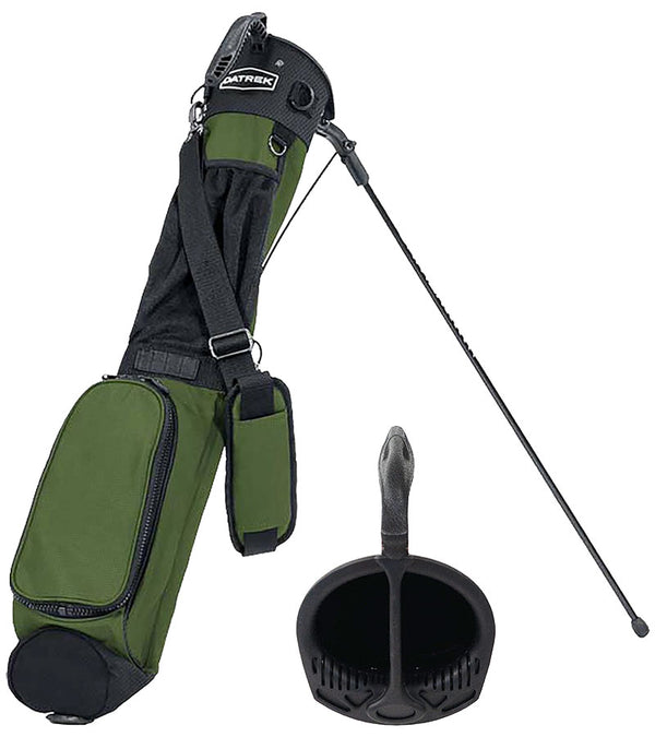 Datrek Ranger Sunday Golf Bag 2 Way Top in Green/Black  - legs extended with image of 7" 2-way top club divider