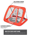 Gosports Chipster Golf Chipping Training Net - with arrows and descriptions of features