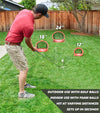 Gosports Chipster Range 3-Piece Golf Chipping Nets Practice System- golfer practicing in backyard