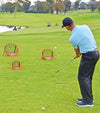 Gosports Chipster Range 3-Piece Golf Chipping Nets Practice System- golfer practicing outside
