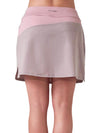 Inphorm MAI 17" Wrap Golf Skirt in Dusty Pink/Latte - partial model -back view