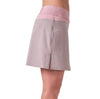 Inphorm MAI 17" Wrap Golf Skirt in Dusty Pink/Latte - partial model - side view