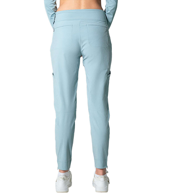 Inphorm BAILA Womens Golf Pants 29" inseam in Veridian Green- partial model back view