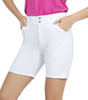 inPhorm Camila Womens Golf Shorts - partial model front view with hands n front pockets