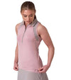 Inphorm MAI Womens Sleeveless Golf Polo w/ Razor Back - partial models in Dusty Pink /Latte 3quarter front view