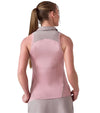 Inphorm MAI Womens Sleeveless Golf Polo w/ Razor Back - partial models in Dusty Pink /Latte back view