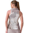 Inphorm MAI Womens Sleeveless Golf Polo w/ Razor Back - partial model in Latte Print -back view