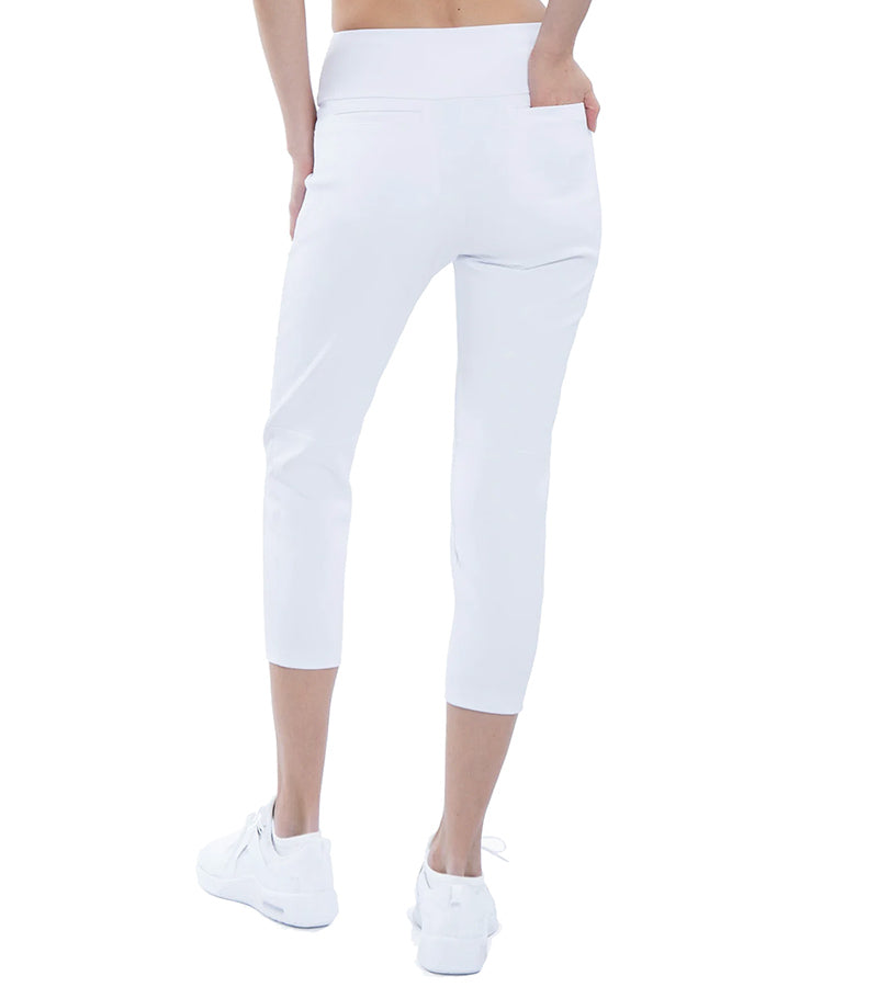 InPhorm Quick Dry Womens Golf 24” Capri in White - back view