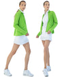 IInphorm Women's Active Golf Jacket in fuji green - 2 models -3quarter and side views