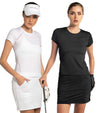 Inphorm BAILA 15" Golf Skirt - two partial models front views. One model in white and one model in black