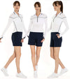 InPhorm Women's Golf Shorts in Midnight 3 models showing front and left & right sides