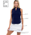 Lucky in Love Womens Golf Size Chart with model