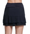 Lucky in Love Laser Bloom Womens Golf Skort 17.5" in black - partial model back view