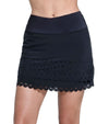 Lucky in Love Laser Bloom Womens Golf Skort 17.5" in black - partial model front view