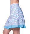 Lucky in Love Linen Glam Pleat Womens Golf Skort in a small geometric set "mens tie" design in periwinkle-side view