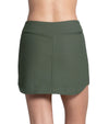 Lucky in Love Pace Pocket Golf Skort 17.5" in nori, a forest green- partial model back view