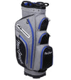MacGregor Golf Mac 2.0 Heather Cart Bag in heather gray with black and blue details -side1 view