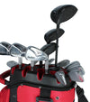 MacGregor MACLOCK Ultimate Divider System Golf Cart Bag - in Black/Red with details of top with all clubs