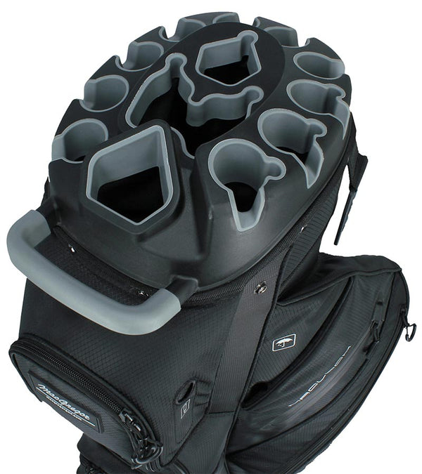 MacGregor MACLOCK Ultimate Divider System Golf Cart Bag - in Black
close-up of the top with 14-way divider system.