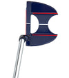 Merchants Of Golf Tour X USA Putters-  Claw style in patriotic blue, red & white with steel shaft, plumber neck hosel top view with alignment guide lines