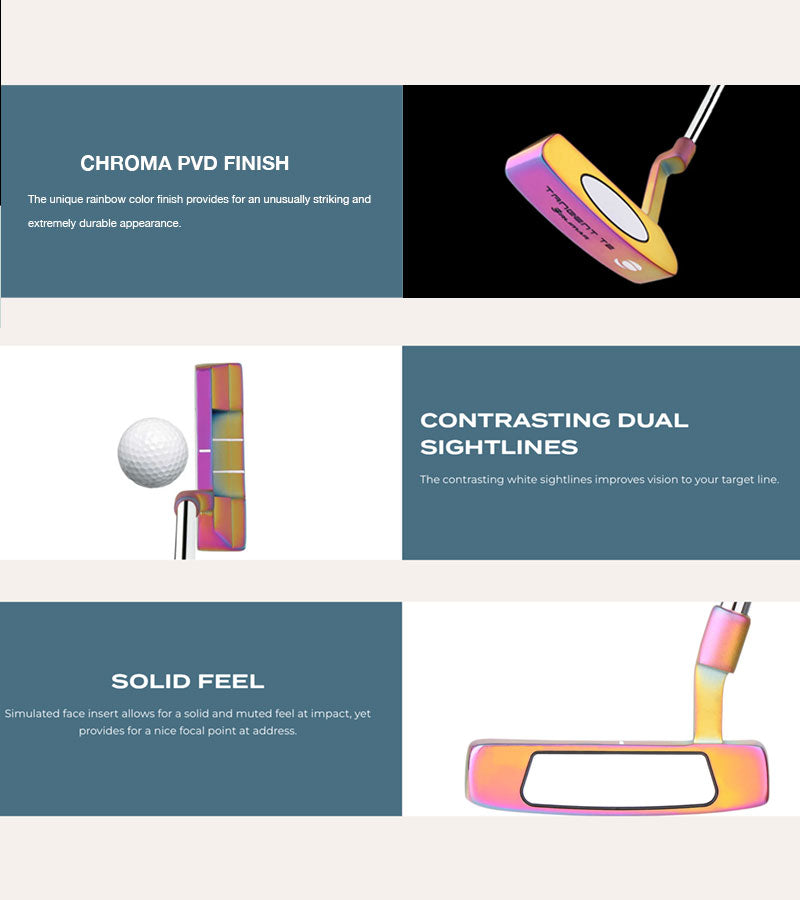 Orlimar Golf Tangent T2 Blade Putter with Chroma PVD Finish  - illustration showing features