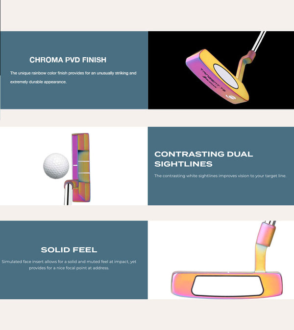 Orlimar Golf Tangent T2 Blade Putter with Chroma PVD Finish  - illustration showing features