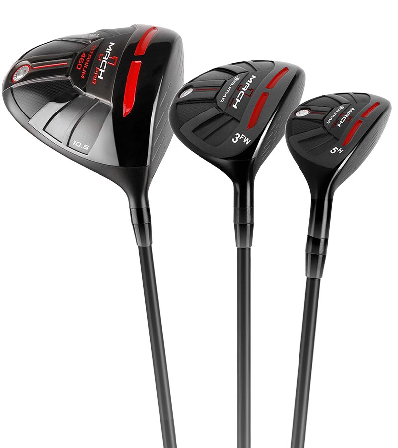 Orlimar Mach 1 Pro Men's Complete Golf Set in black with red details - driver-#3 fairway wood & #5 hybrid