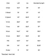 Orlimar Mens Standard Set clubs' specs chart