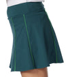 Pirdie Swing Dolly Golf Skirt- side view in Dark Teal With Kelly Green piping accent.