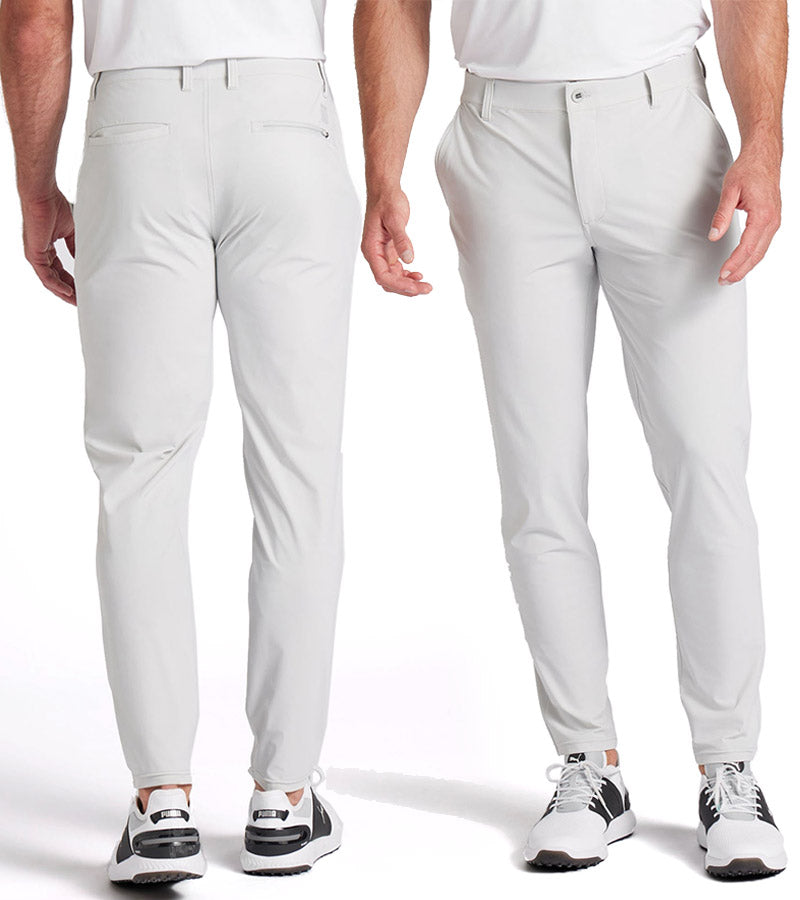 Puma 101 EVO Mens Golf Pants in Ash Gray with model front & back view