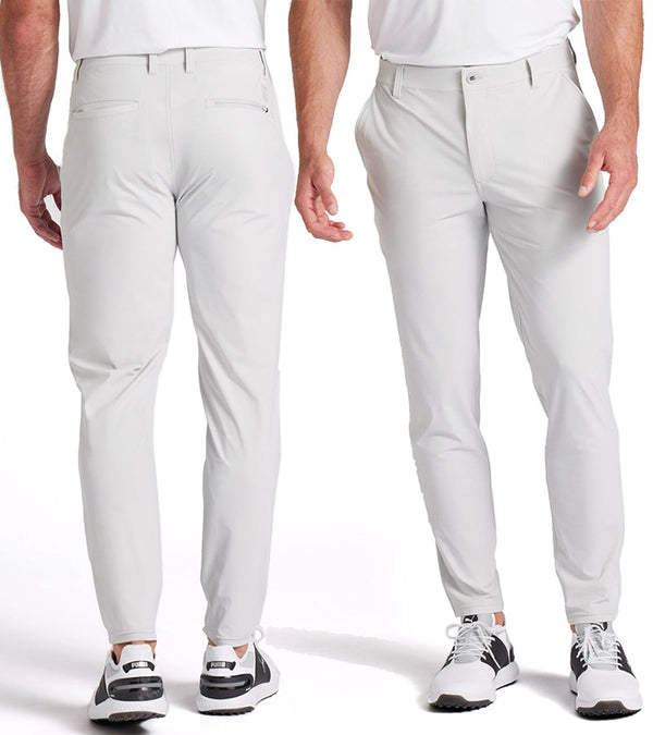 Puma 101 EVO Mens Golf Pants in Ash Gray with model front & back view