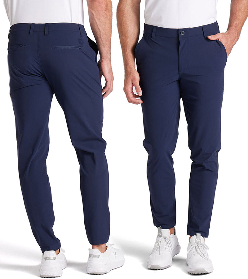 Puma 101 EVO Mens Golf Pants in Deep Navy - model front & back view